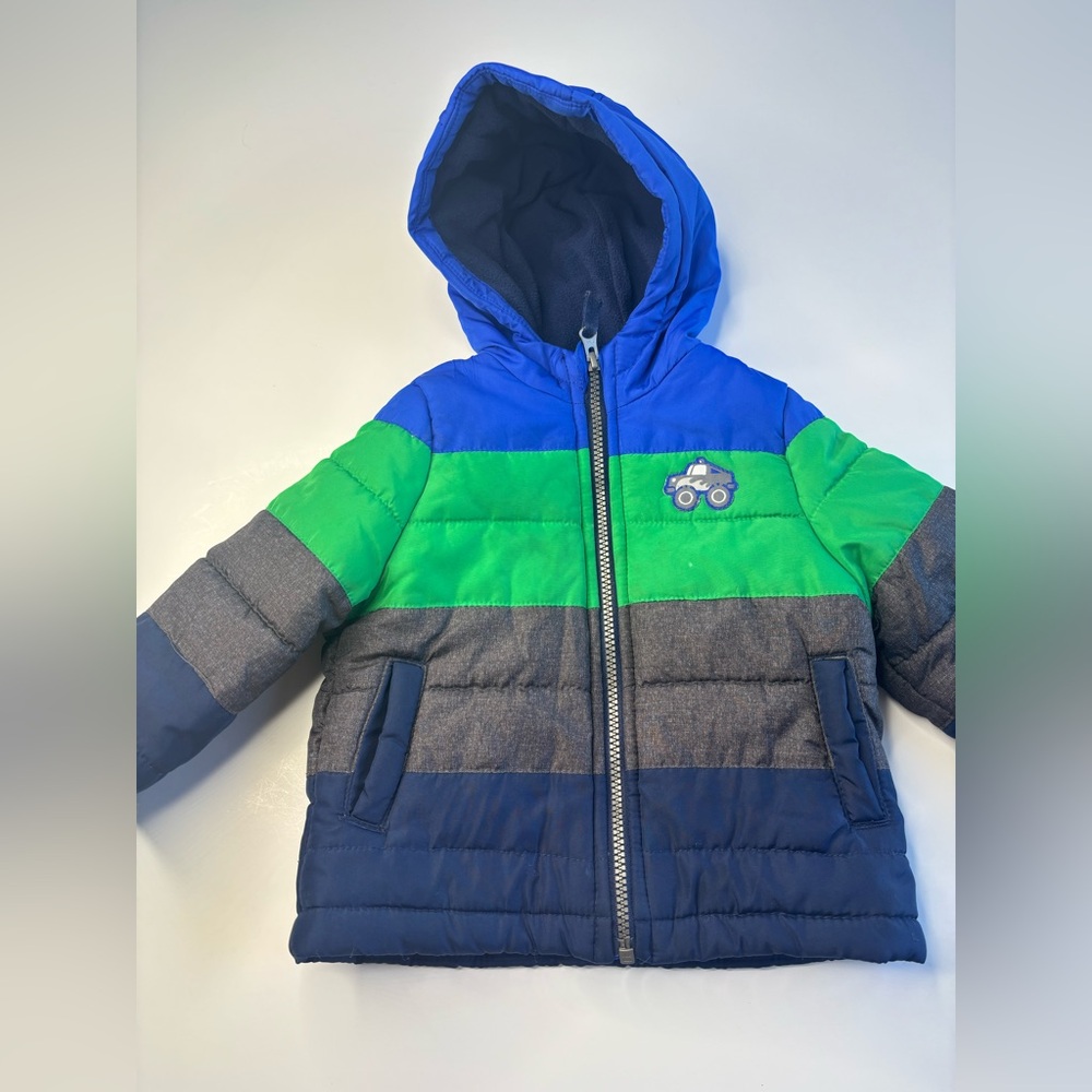 BN3 Child of Mine Puffer Coat  with Car Patch Fleece Lined Boy 18mo Outerwear‎